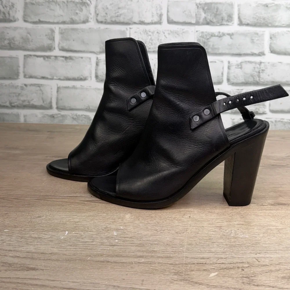 Rag & Bone Leigh Open Toe Slingback Bootie Black Womens 36